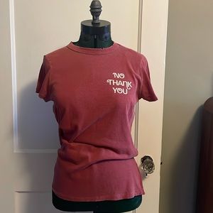 JUNK FOOD No Thank You rose print graphic t-shirt med